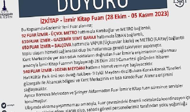 ESHOT'tan İZKİTAP Fuarı için ulaşım takviyesi