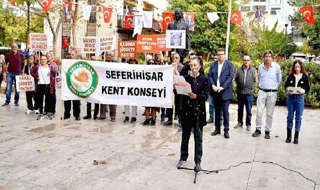 Kadın cinayetleri Seferihisar'da protesto edildi