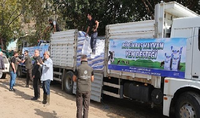 Aydın büyükşehir belediyesi'nden selden etkilenen üreticiye yem desteği