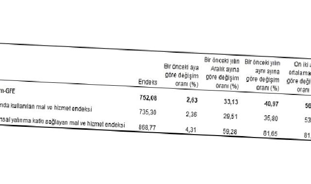 Tarımsal girdi fiyat endeksi (Tarım-GFE) yıllık yüzde 40,97, aylık yüzde 2,63 arttı