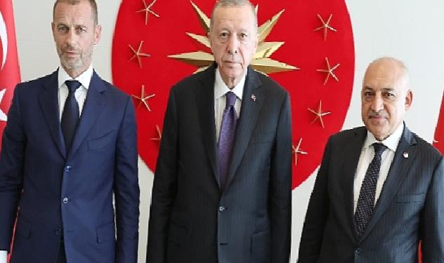 Cumhurbaşkanı Erdoğan, FIFA Başkanı Infantino ve UEFA Başkanı Ceferin'i Kabul Etti