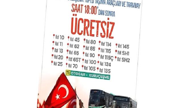 Kocaeli Büyükşehir'den 15 Temmuz'da ücretsiz ulaşım hizmeti