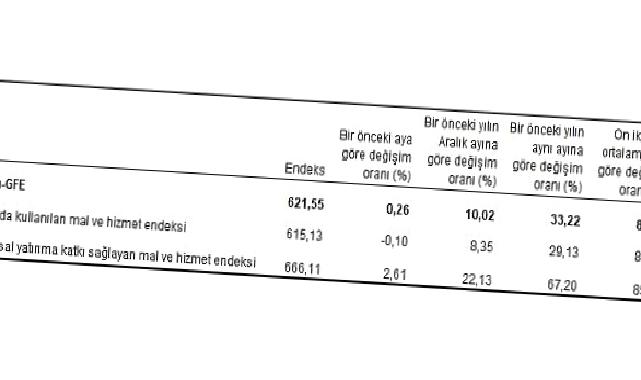 Tarımsal girdi fiyat endeksi (Tarım-GFE) yıllık yüzde 33,22, aylık yüzde 0,26 arttı