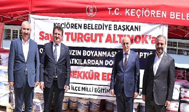 Okulların tadilatı için boyalar Keçiören Belediyesi'nden