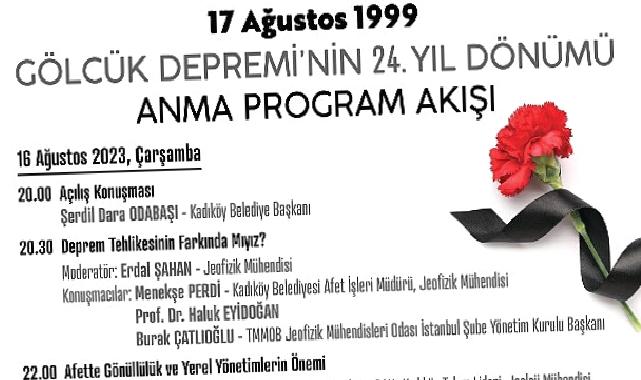 Kadıköy Belediyesi, Gölcük Depremi'nin 24. Yıl Dönümünde Anma Programı Düzenliyor