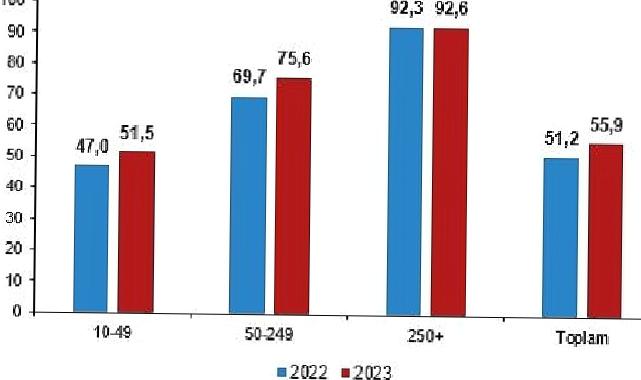 İnternet erişimine sahip girişimlerin oranı yüzde 96,0 oldu